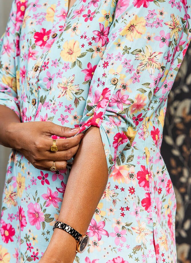 Blue Flower Print Kurti