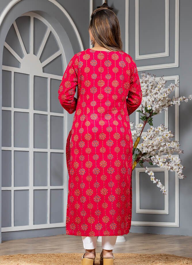 Pink Polka Dot Print Kurti