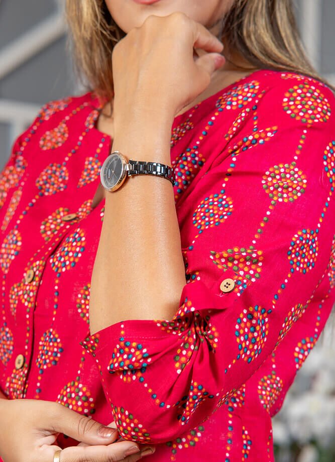 Pink Polka Dot Print Kurti