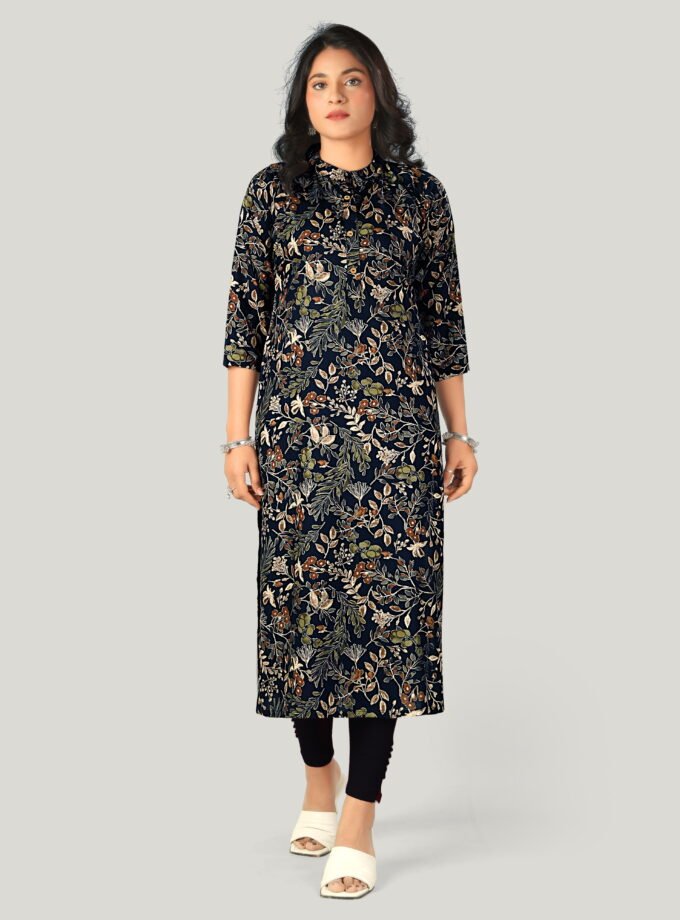 Navy Blossom Kurti