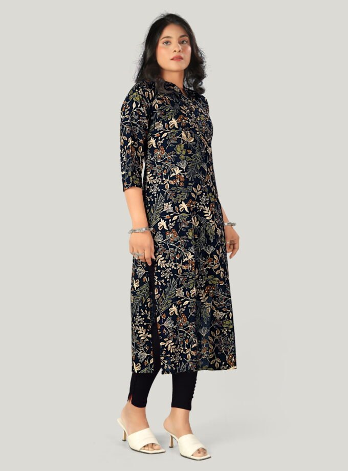 Navy Blossom Kurti