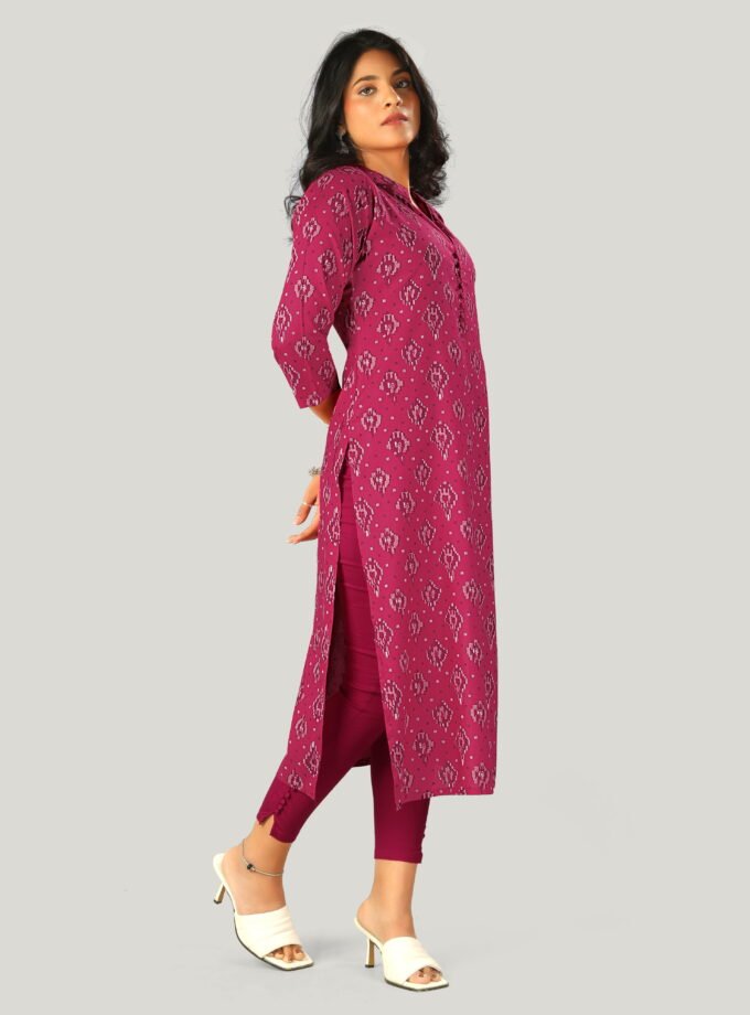 Pink Printed Straight-Cut Kurti
