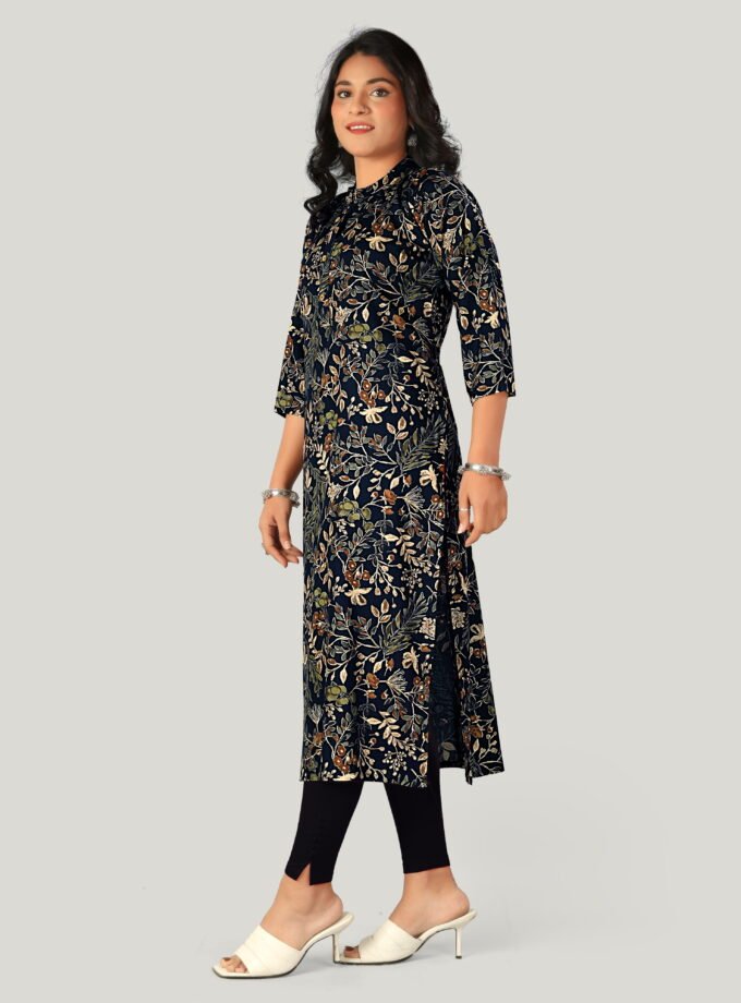 Navy Blossom Kurti