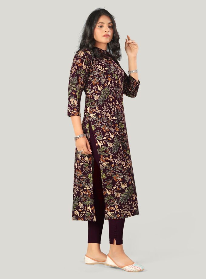 Maroon Blossom Cotton Floral Kurti