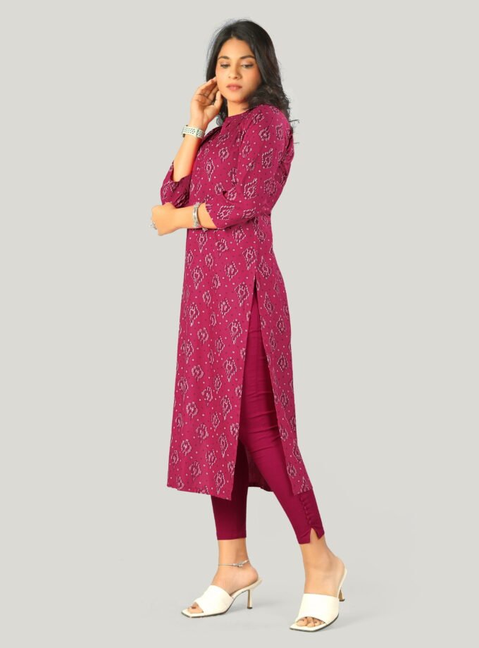 Pink Printed Straight-Cut Kurti