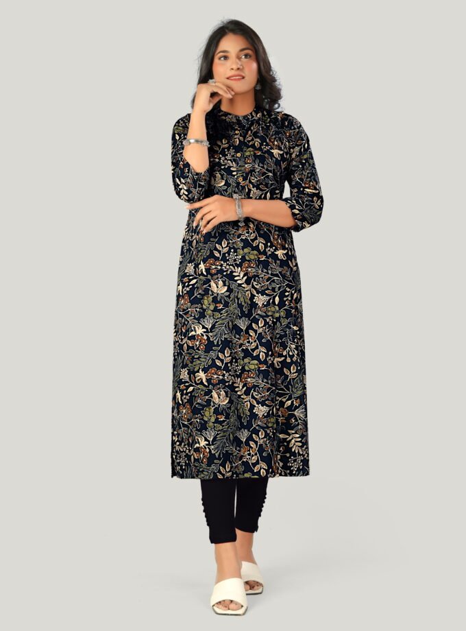 Navy Blossom Kurti