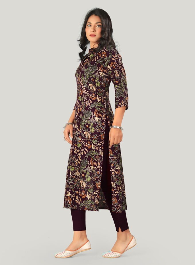 Maroon Blossom Cotton Floral Kurti