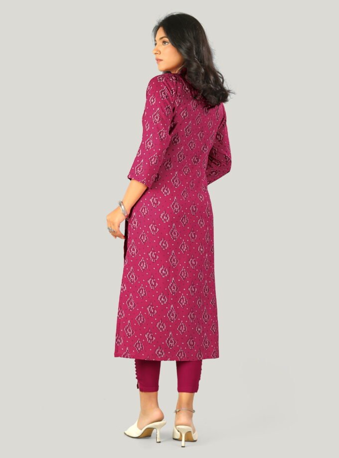 Pink Printed Straight-Cut Kurti