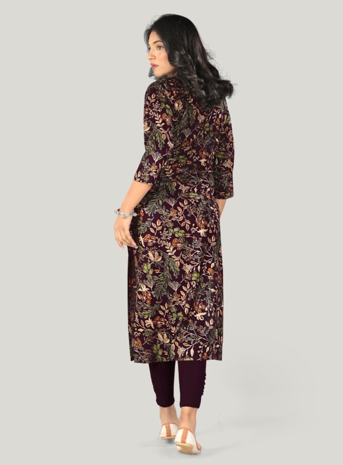 Maroon Blossom Cotton Floral Kurti