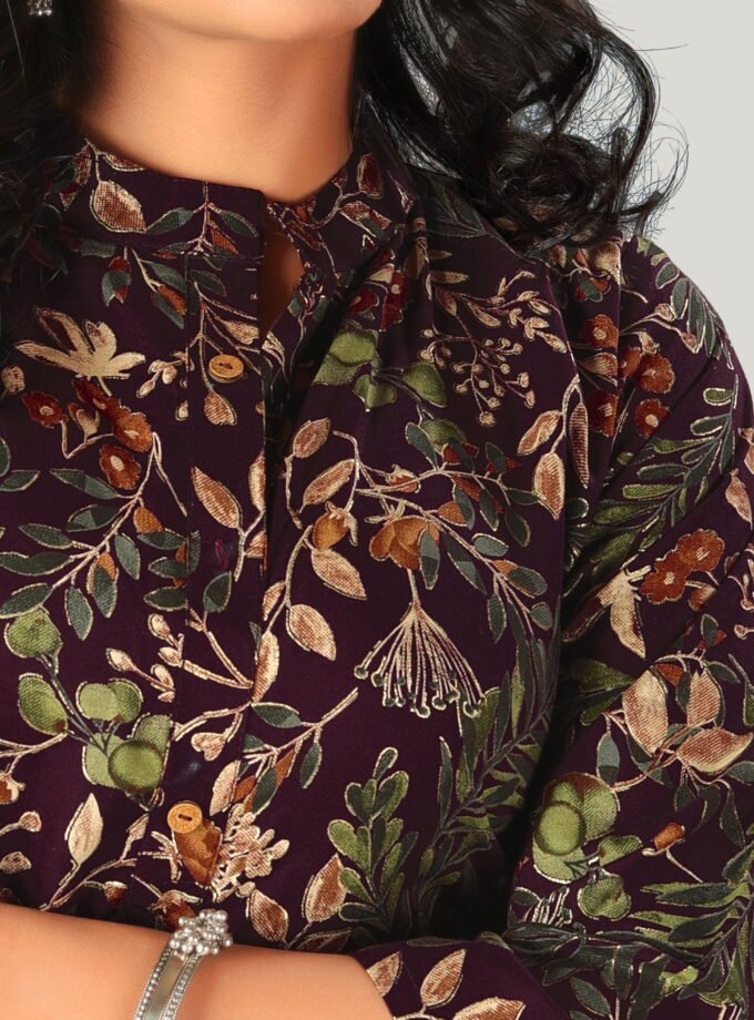 Maroon Blossom Cotton Floral Kurti